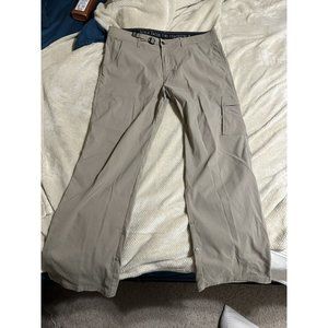 Prana Stretch Zion Hiking Pants Mens XXLx34 Brown Snap Roll-Up Leg Belted
